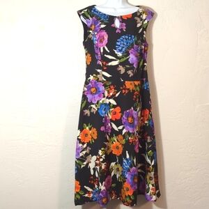 Long Tall Sally Sleeveless Black Floral Fit & Flare Cocktail Event Office Dress